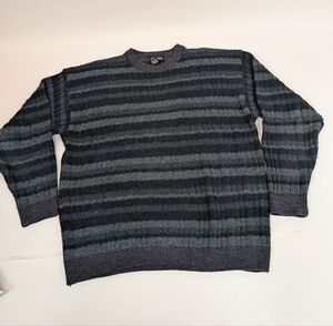 Vintage Jantzen black and gray striped crew neck sweater XL [114]